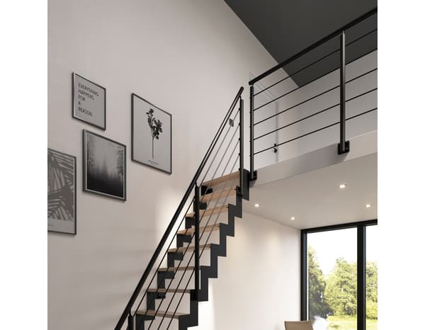 Miniature 4 de Kit balustrade latérale aluminium noir "Jorun"  H. 1,17 m x L. 2 m - GEOM