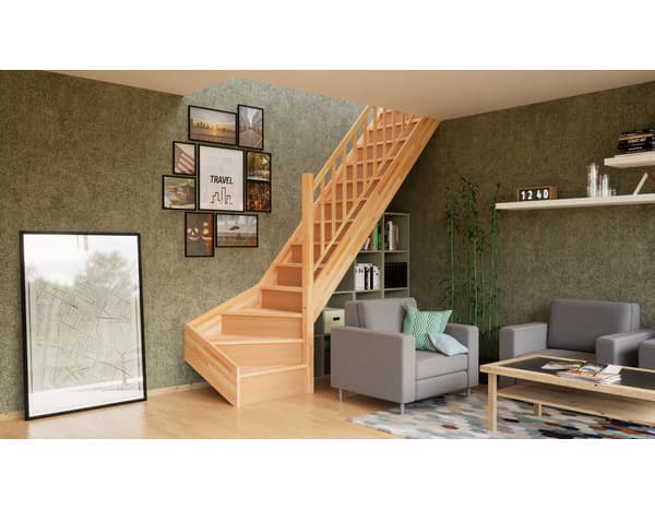 Miniature 3 de Balustrade verticale tournant en hêtre "Fineas" escalier 1/4