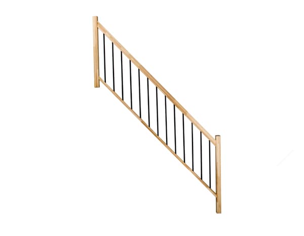 Balustrade tubes verticaux tournant en hêtre "Fineas" escalier 1/4