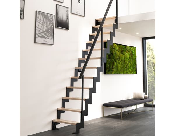 Escalier gain de place noir en hêtre massif "Loky" - GEOM