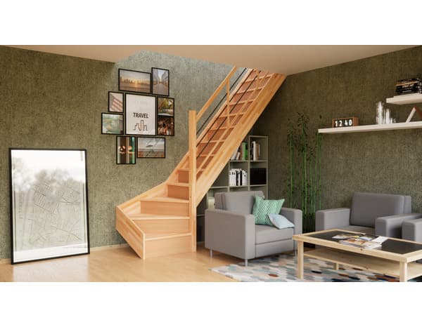 Escalier 1/4 tournant droit prémonté hêtre"