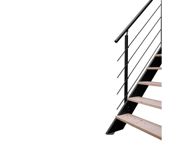 Miniature 5 de Escalier droit + rampe bois et métal "Sanson" - GEOM