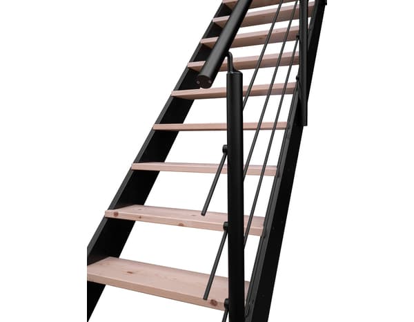 Miniature 5 de Escalier 1/4 tournant gauche + rampe bois et métal "Sanson" - GEOM