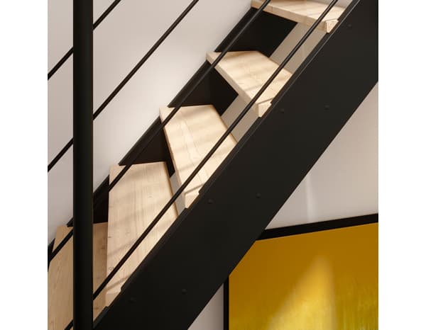 Miniature 2 de Escalier droit + rampe bois et métal "Sanson" - GEOM