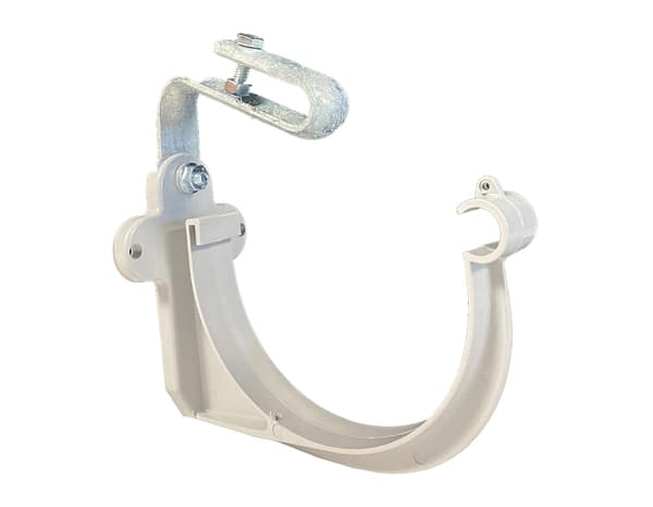 Crochet bandeau 25 mm PVC avec étrier galvanisé réglable ton gris