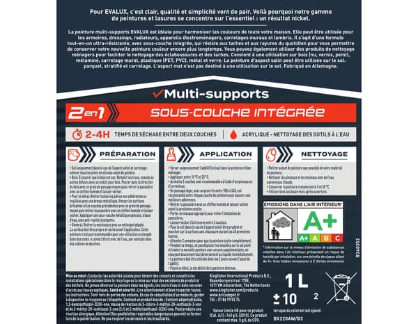 Miniature 2 de Peinture multi supports Base A Mat 1 L - Evalux