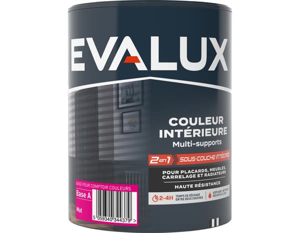 Peinture multi supports Base A Mat 1 L - Evalux