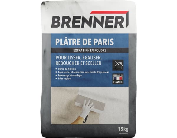 Plâtre de Paris extra fin en poudre - Sachet 15 kg - Brenner