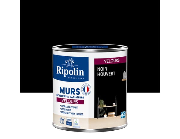 Peinture  intérieur Velours 0,5 L Noir Houvert - Ripolin