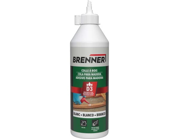 Colle à bois D3 intérieur/extérieur blanche - bouteille 500 ML - Brenner