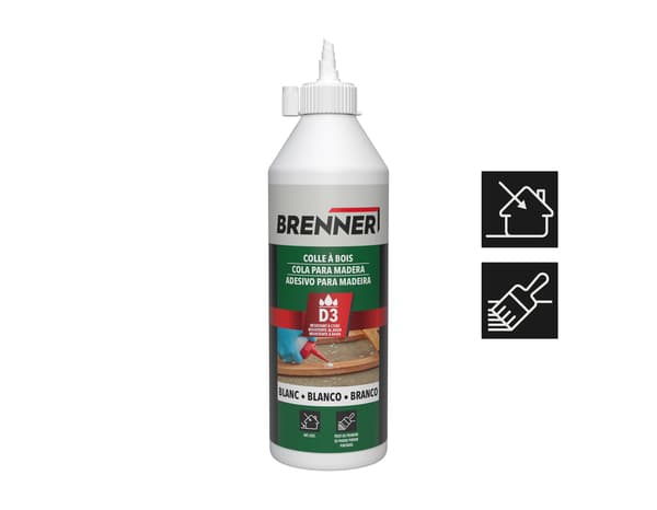 Miniature 3 de Colle à bois D3 intérieur/extérieur blanche - bouteille 500 ML - Brenner