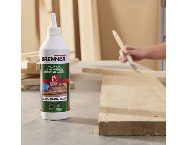 Miniature 4 de Colle à bois D3 intérieur/extérieur blanche - bouteille 500 ML - Brenner