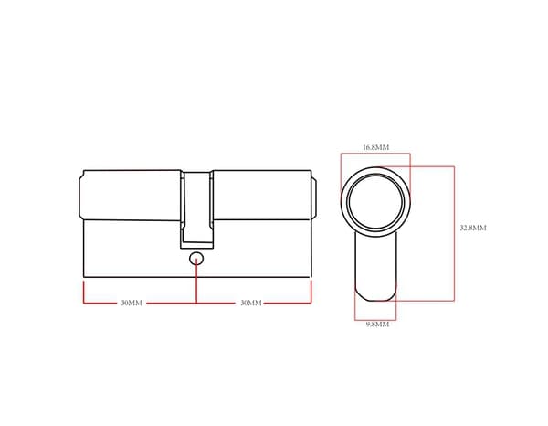 Miniature 3 de Cylindre 30x40 mm laiton poli avec 3 clefs