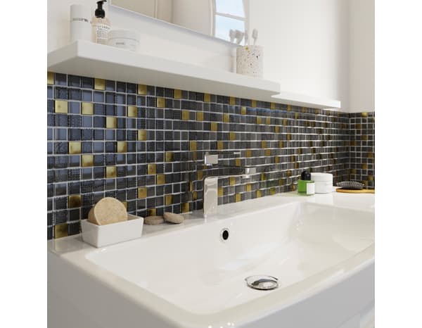 Mosaique "ODILE" noire et dorée - l.30 x L.30 cm. - Cooke and Lewis