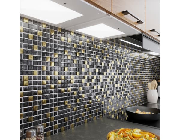 Miniature 7 de Mosaique "ODILE" noire et dorée - l.30 x L.30 cm. - Cooke and Lewis