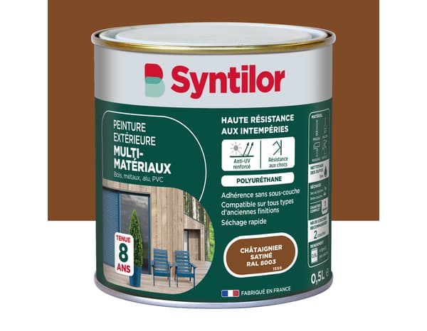 Peinture extérieure multi-matériaux - Châtaignier - 0,5 L - Syntilor