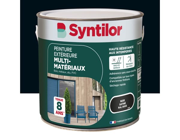 Peinture extérieure multi-matériaux - Noir - 2 L - Syntilor
