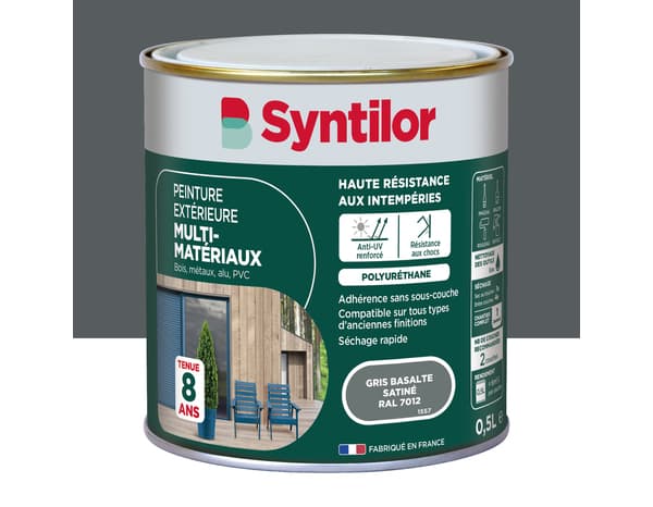 Peinture extérieure multi-matériaux - Gris basalte - 0,5 L - Syntilor