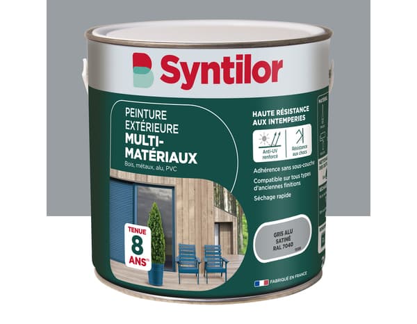 Peinture extérieure multi-matériaux - Gris aluminium - 2 L - Syntilor