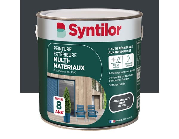 Peinture extérieure multi-matériaux - Gris anthracite - 2 L - Syntilor