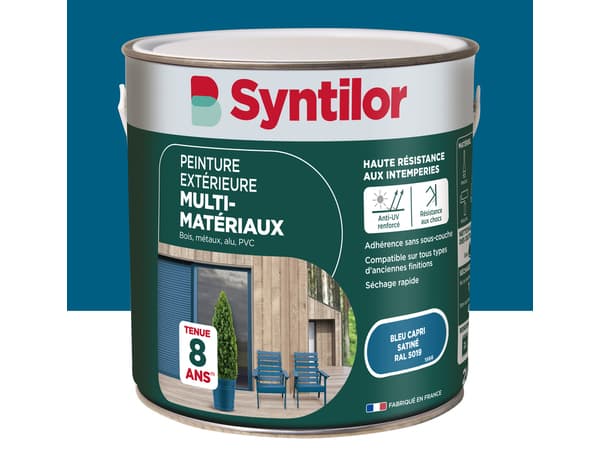 Peinture extérieure multi-matériaux - Bleu capri - 2 L - Syntilor