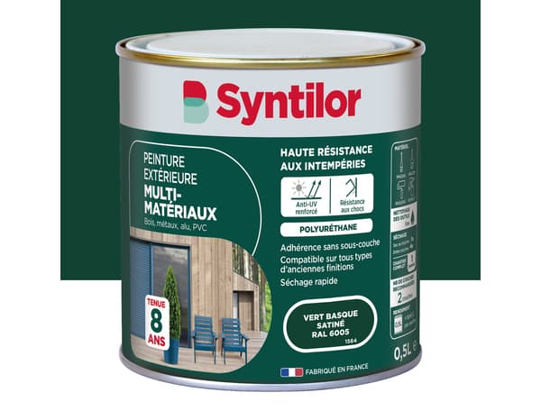 Peinture extérieure multi-matériaux - Vert basque - 0,5 L   - Syntilor