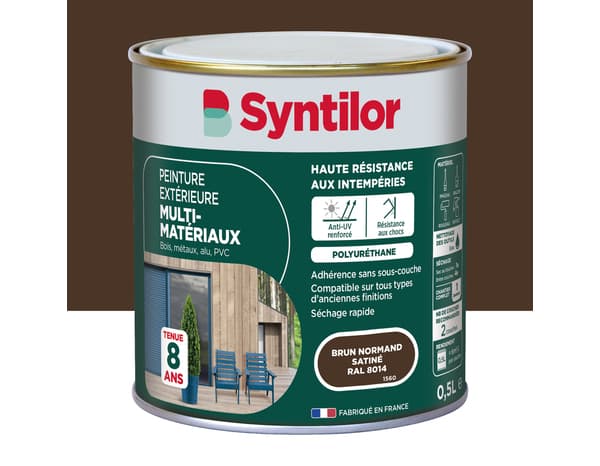 Peinture extérieure multi-matériaux - Brun normand - 0,5 L - Syntilor