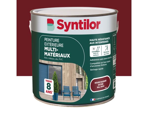 Peinture extérieure multi-matériaux - Rouge basque - 2 L - Syntilor