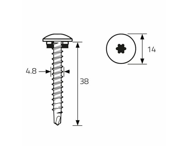 Miniature 2 de Lot de 25 vis auto-perceuse support bois + rondelle étanche 4,8 X 38 mm noir mat
