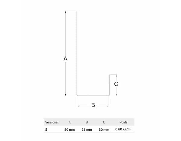 Miniature 5 de Lot de 2 profilés en U S45 1150 mm noir mat