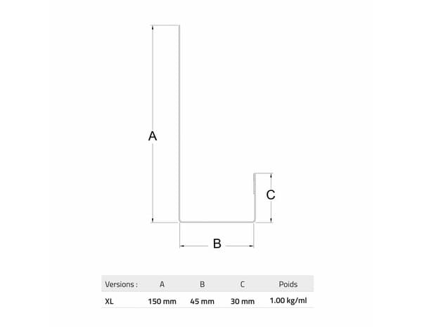 Miniature 5 de Profilé acier pour bardage et parement XL45 2300 mm noir mat