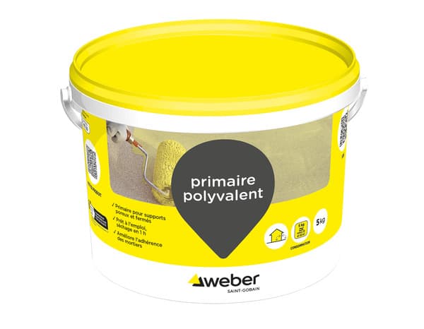 Primaire polyvalent 5 Kg pour supports poreux, séchage rapide 1h - Weber