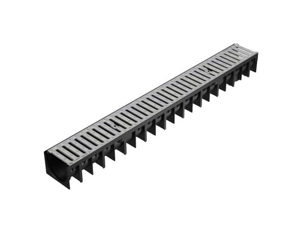Caniveau polypropylène avec grille passerelle - L. 1 m x 12 cm x H92 mm - Fitt