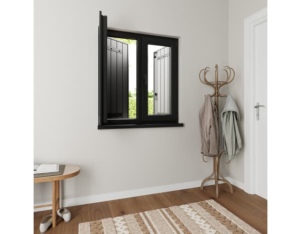 Miniature 2 de Volet battant manuel 2 panneaux aluminium gris 115 x 100 cm - GEOM