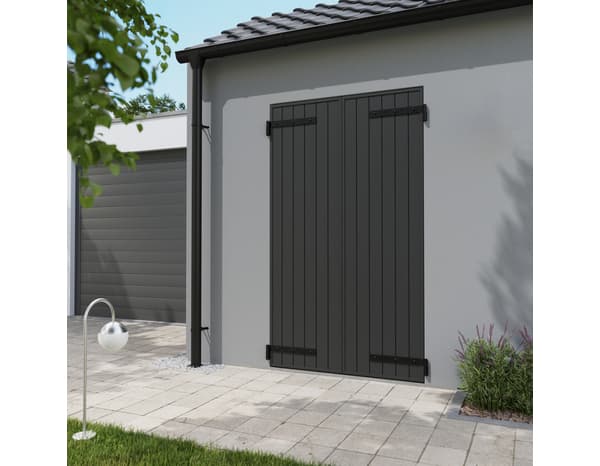 Volet battant 2 panneaux aluminium gris 215 x 120 cm - GEOM