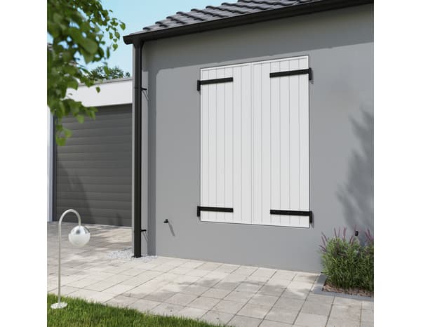 Volet battant manuel 2 panneaux PVC blanc 175 x 120 cm - GEOM