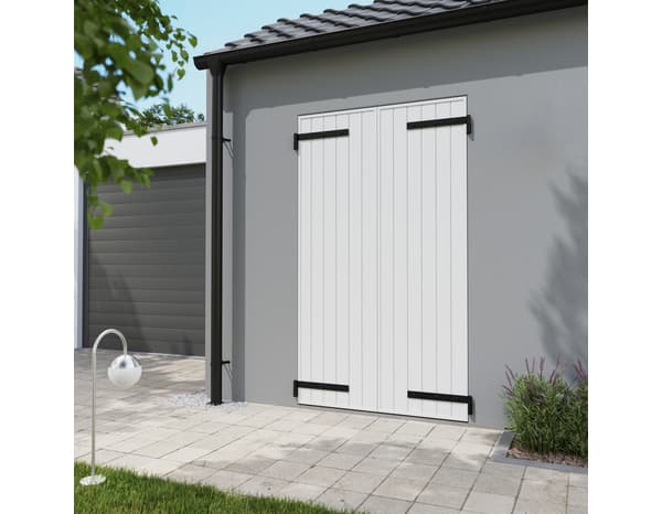 Volet battant 2 panneaux PVC blanc 215 x 120 cm - GEOM