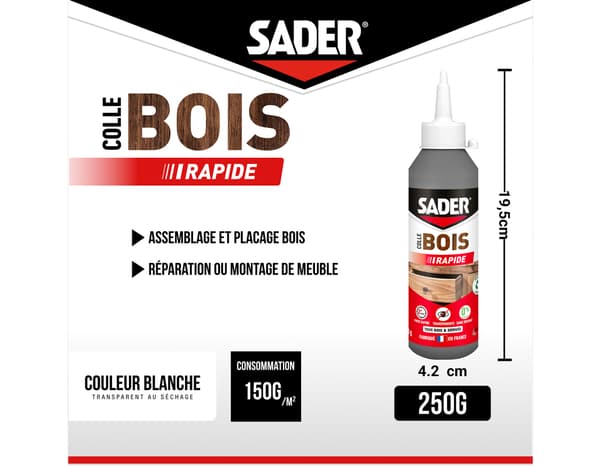 Miniature 3 de Colle à bois à prise rapide - 250g - Sader