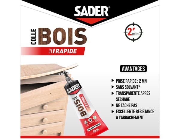 Miniature 4 de Colle bois à prise rapide - Tube de 125 g - Sader