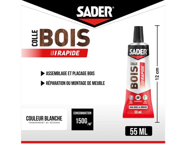 Miniature 3 de Colle bois à prise rapide - Tube de 55ml - Sader
