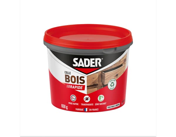 Colle à bois à prise rapide sur tous type de bois - 650 g - Sader