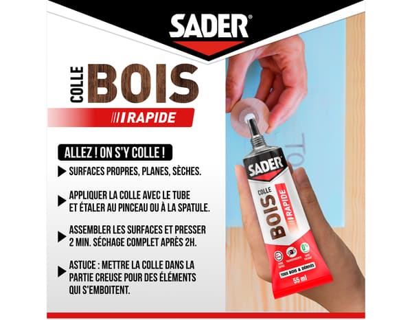 Miniature 6 de Colle bois à prise rapide - Tube de 55ml - Sader