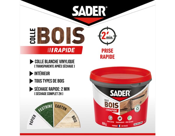 Miniature 5 de Colle à bois à prise rapide sur tous type de bois - 650 g - Sader