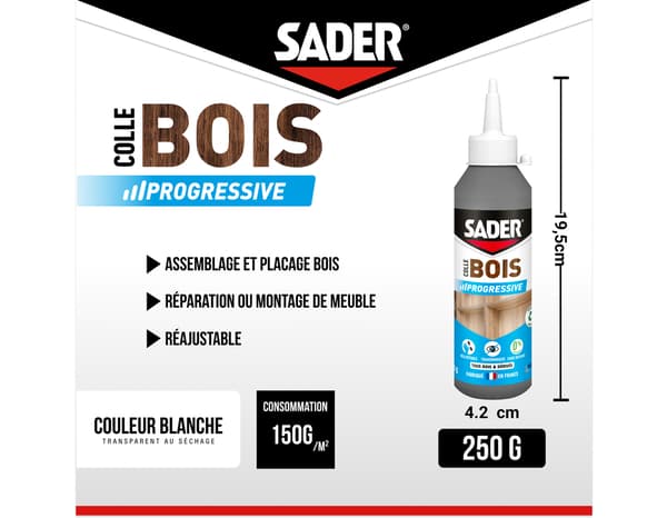 Miniature 3 de Colle bois à prise progressive - 250g - Sader