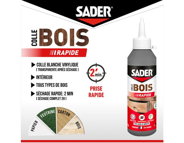 Miniature 5 de Colle à bois à prise rapide - 250g - Sader
