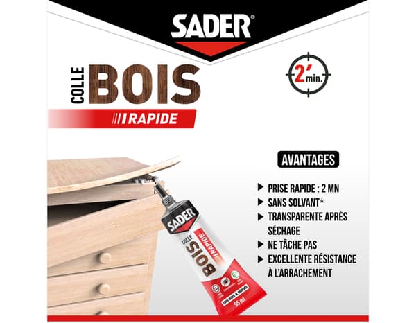 Miniature 4 de Colle bois à prise rapide - Tube de 55ml - Sader
