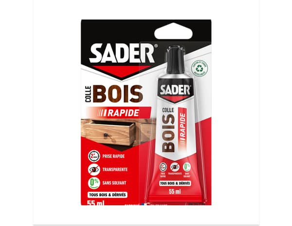 Colle bois à prise rapide - Tube de 55ml - Sader