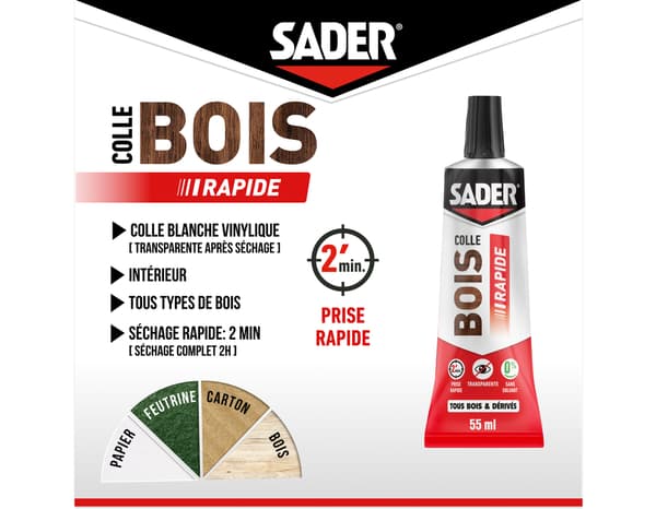 Miniature 5 de Colle bois à prise rapide - Tube de 55ml - Sader