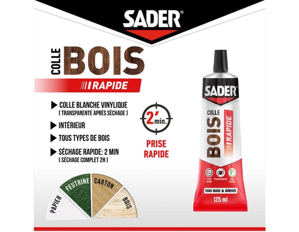 Miniature 5 de Colle bois à prise rapide - Tube de 125 g - Sader