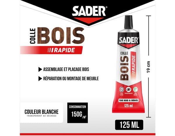 Miniature 3 de Colle bois à prise rapide - Tube de 125 g - Sader